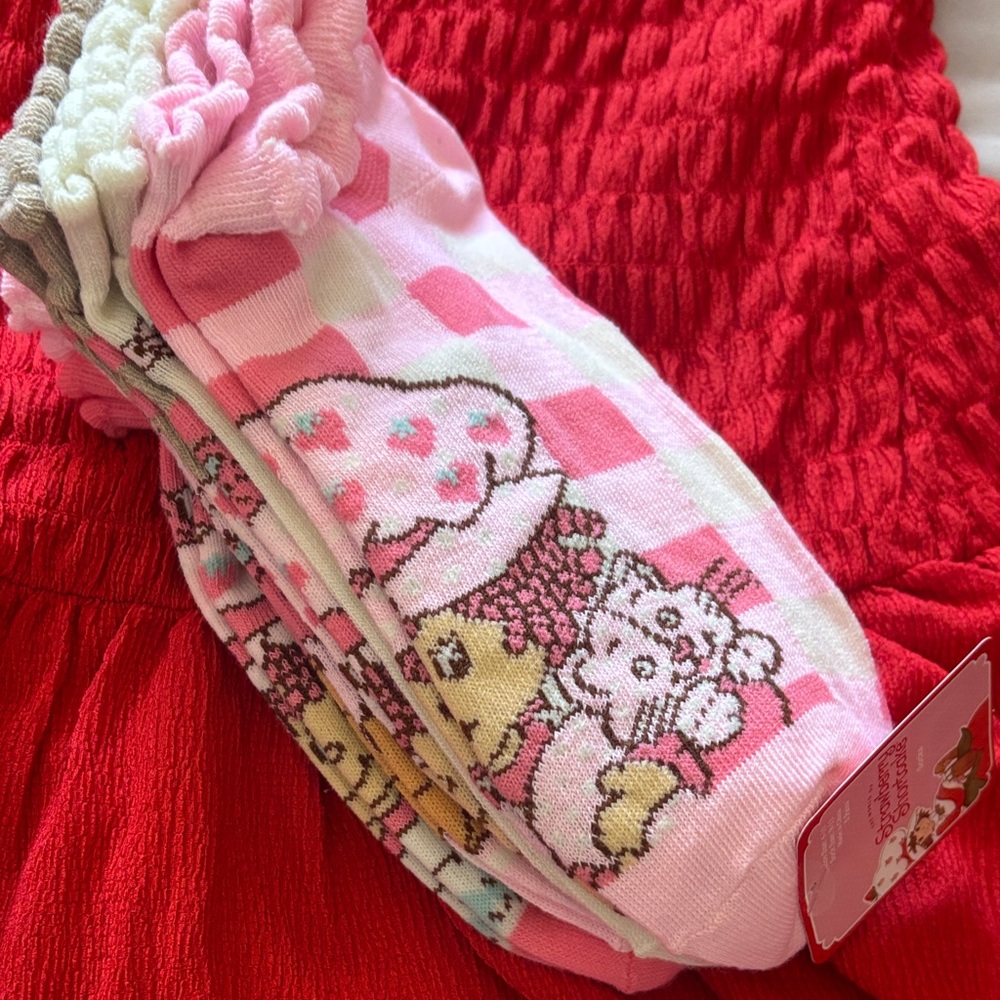 Strawberry shortcake Pink Cupcake & Cat Crew Socks - Pack